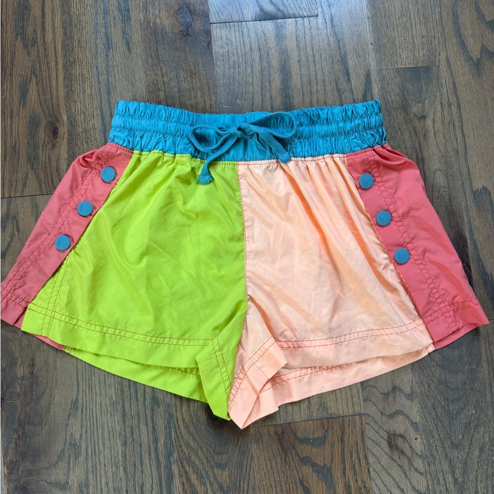 FP Movement by Free People Colorblock Shorts - Green, Peach, Coral, Teal